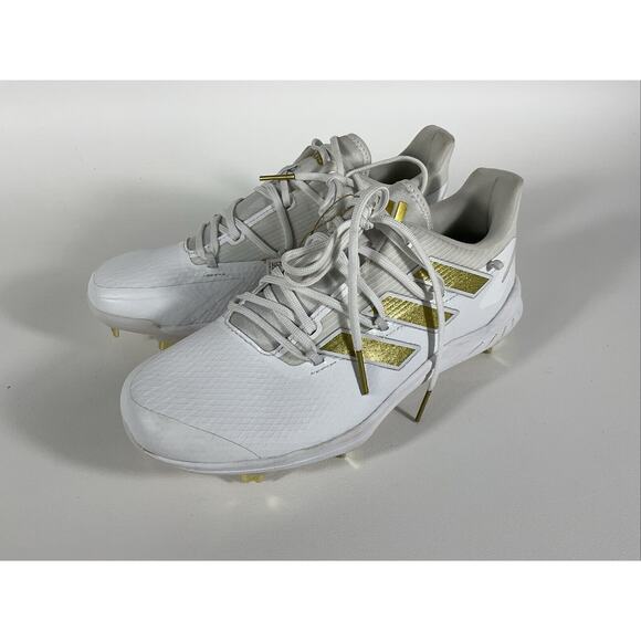 Size 7.5 Men's adidas Adizero Afterburner 8 White Gold Baseball Cleats H00972 - Picture 3 of 9
